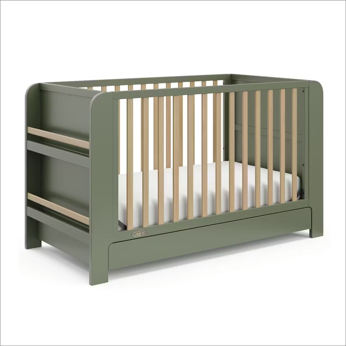Graco Read-with-Me 4-in-1 Crib with Drawer - Olive/Driftwood