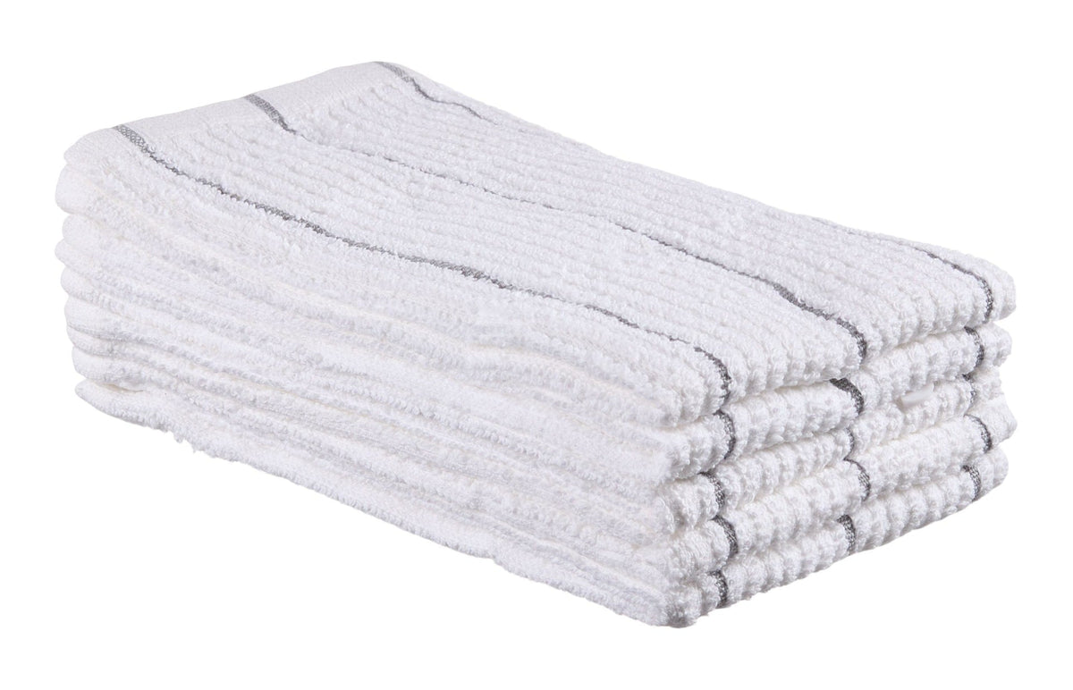 Master Chef Ribbed Stripe Bar Mop Dish Cloths, Grey Stripes, 5-pk