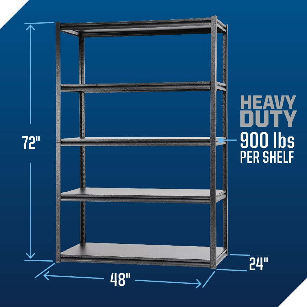 Mastercraft Adjustable 5-Shelf Steel Metal & Wood Storage Rack/Shelving Unit, 48 x 24 x 72-in