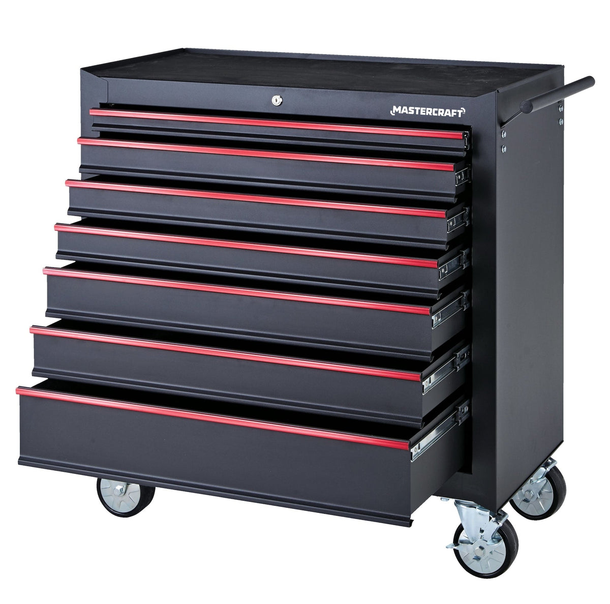 Mastercraft Rolling Tool Storage Cabinet with 7 Drawers, Black, 36-in