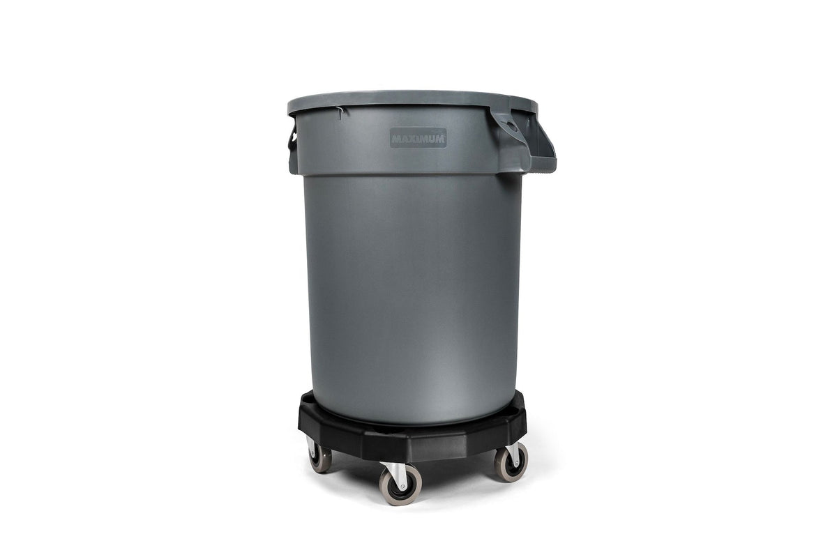 MAXIMUM Universal Commercial Heavy-Duty Resin Garbage Can Dolly, Black