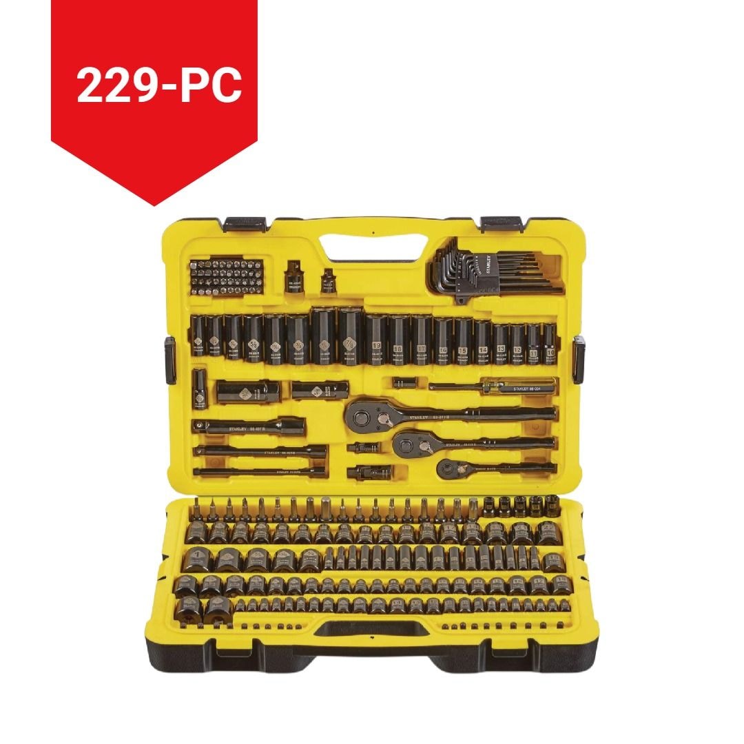 Stanley Professional Grade Black Chrome Socket Set, SAE/Metric, 230-pc