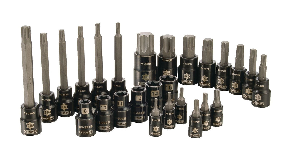 Stanley Professional Grade Black Chrome Torx Bit Socket Set, 26-pc, SAE/Metric
