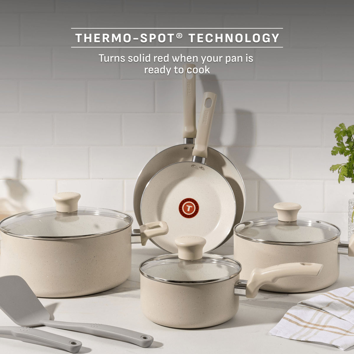 T-fal Beige 10-Piece Non-Stick Set, Beige