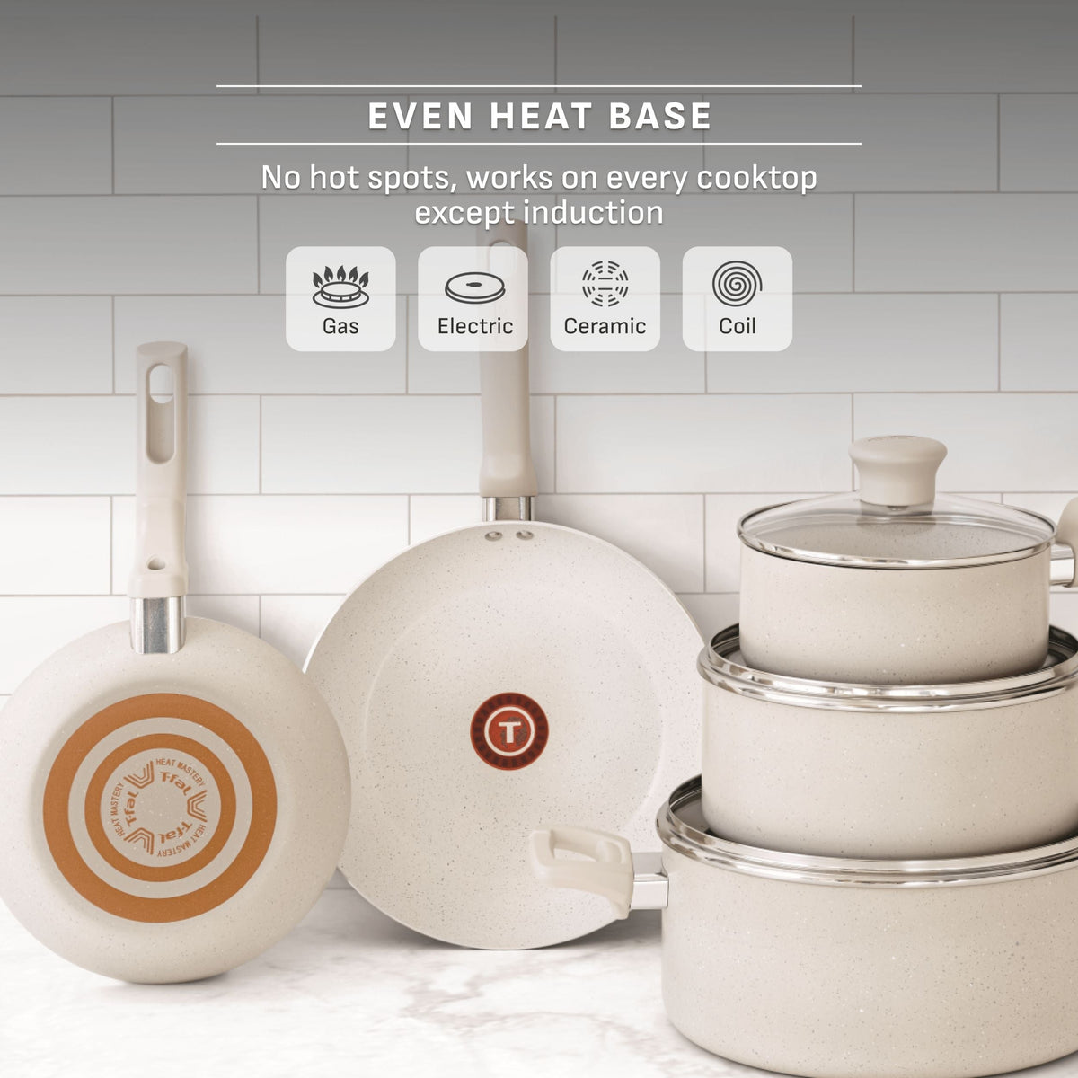 T-fal Beige 10-Piece Non-Stick Set, Beige