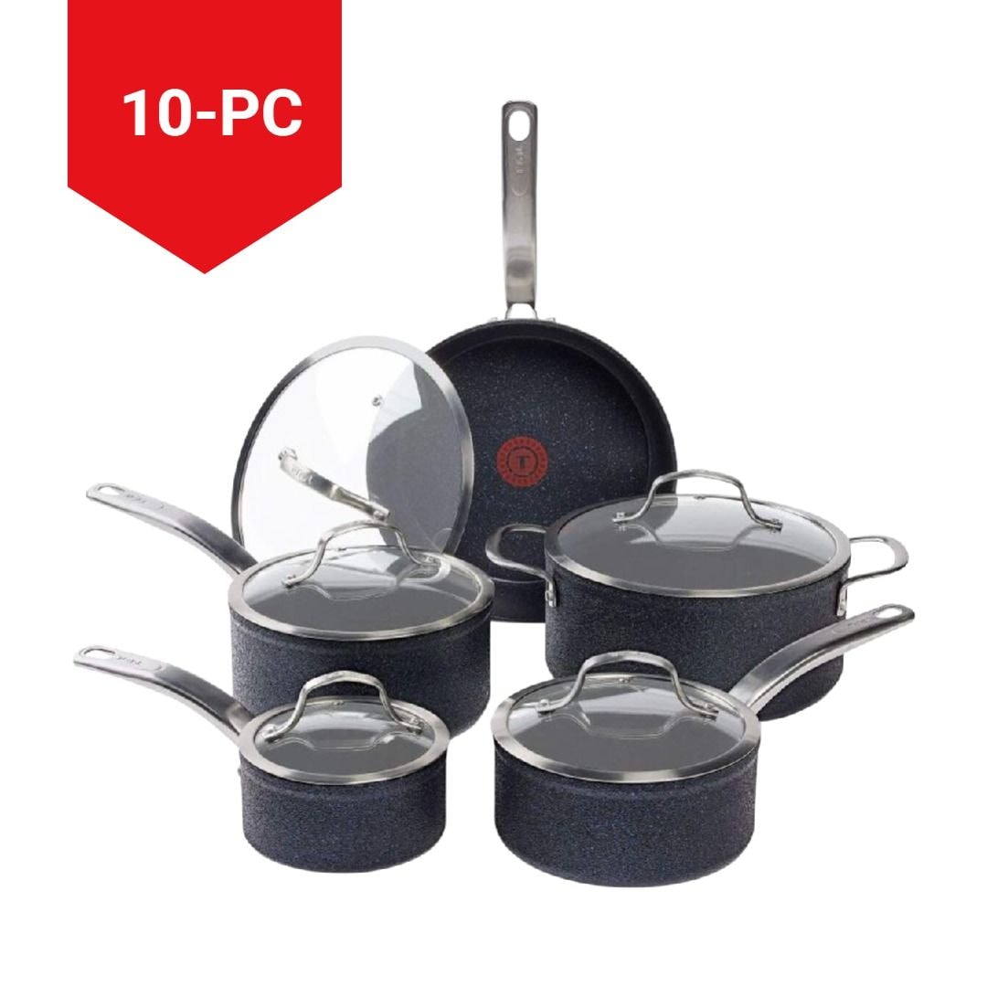 T-fal StoneShield 10-pc Cookware Set with DefenseShield Technology, 6-Multilayer Construction, Induction Safe