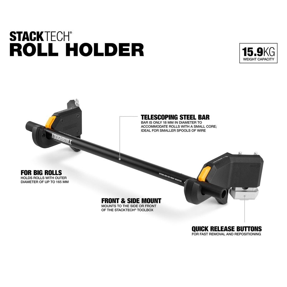 ToughBuilt StackTech Roll Holder for StackTech Toolbox, Black, 35-lb