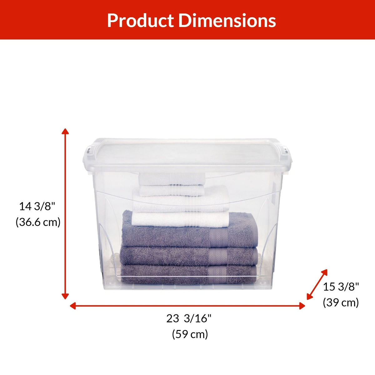 type A Clarity Transparent Storage Box with Lid, 60-L