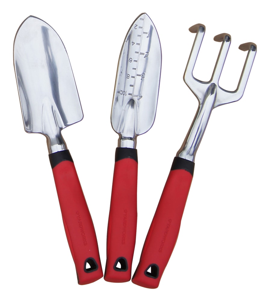 Yardworks Aluminium Garden Tool Set with Rubber Handles, Assorted Colours, 3-pc