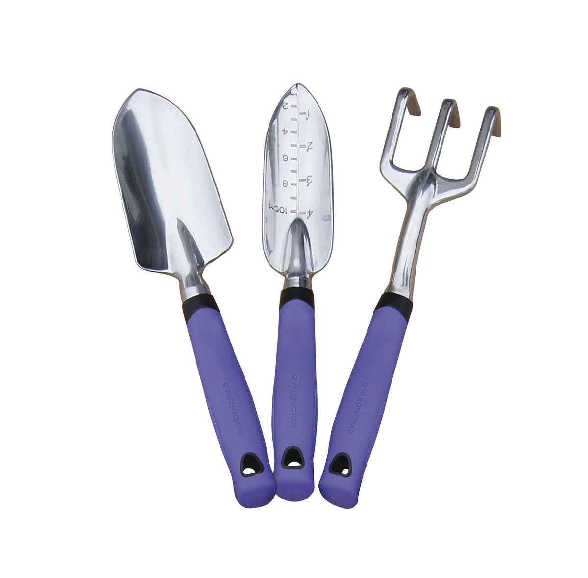 Yardworks Aluminium Garden Tool Set with Rubber Handles, Assorted Colours, 3-pc