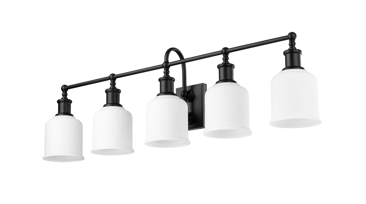 Z-Lite Bryant 5-Light Vanity Light, Black with Opal Shade