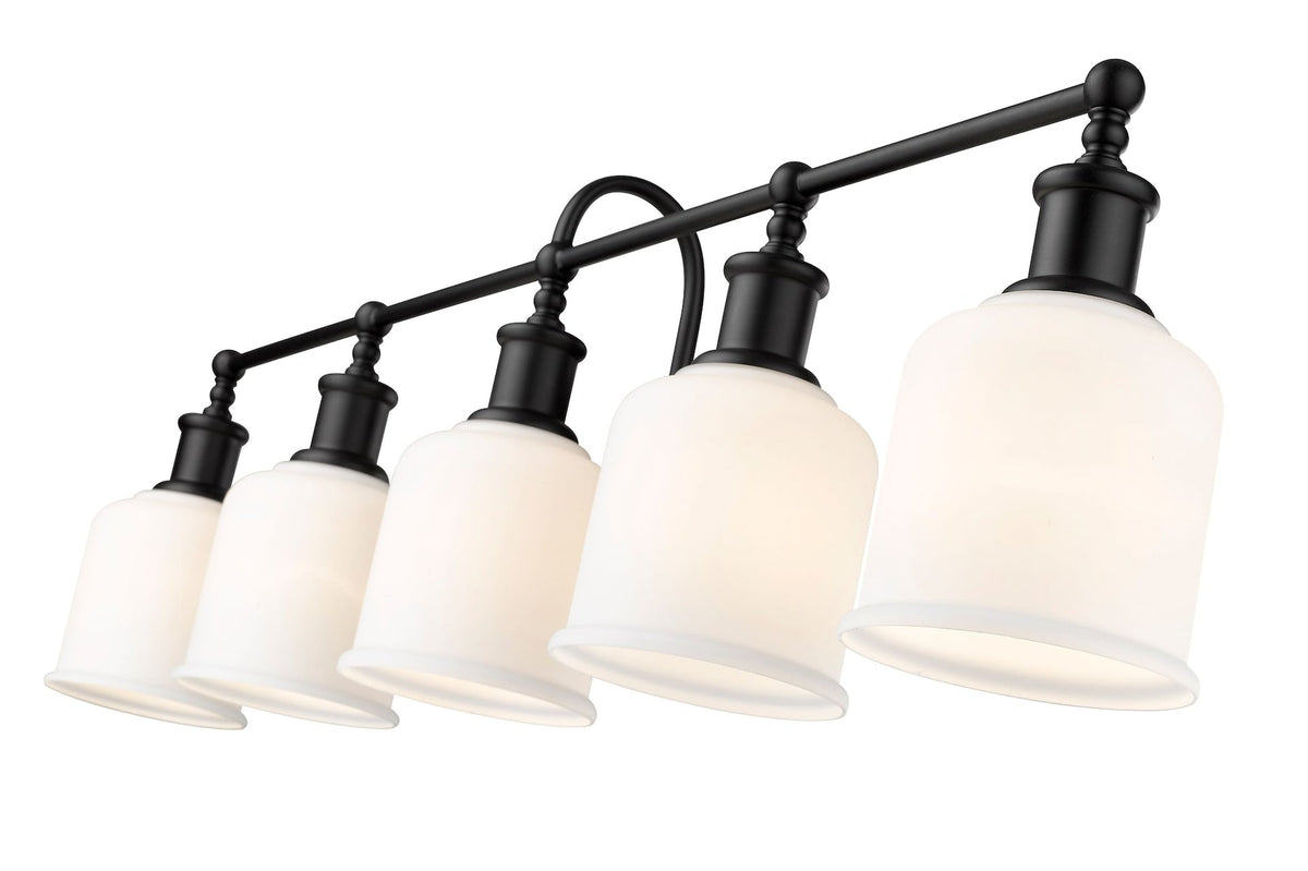 Z-Lite Bryant 5-Light Vanity Light, Black with Opal Shade