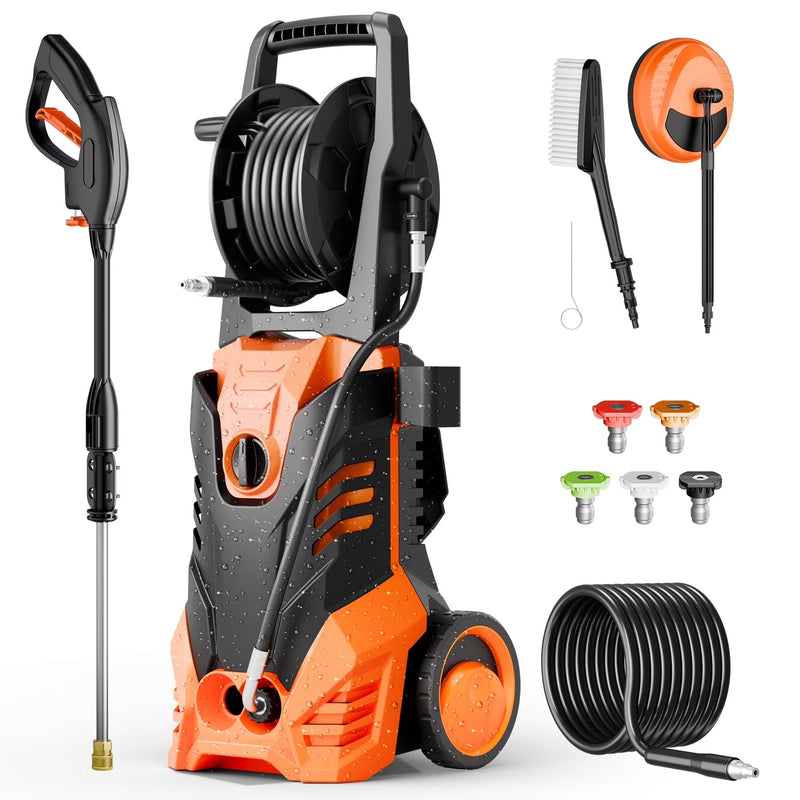 Electric Pressure Washer, 3800PSI 2.6 GPM Power Washer Machine with Hose Reel,4 Quick Connect Nozzles, Foam Cannon, for Cars, Patios, and Floor... X2