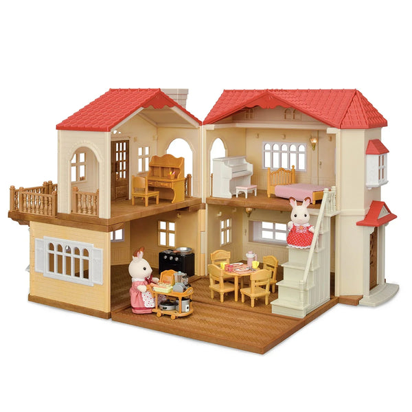 Calico Critters Red Roof Country Home, Dollhouse Playset with Figures, Furniture and Accessories W8