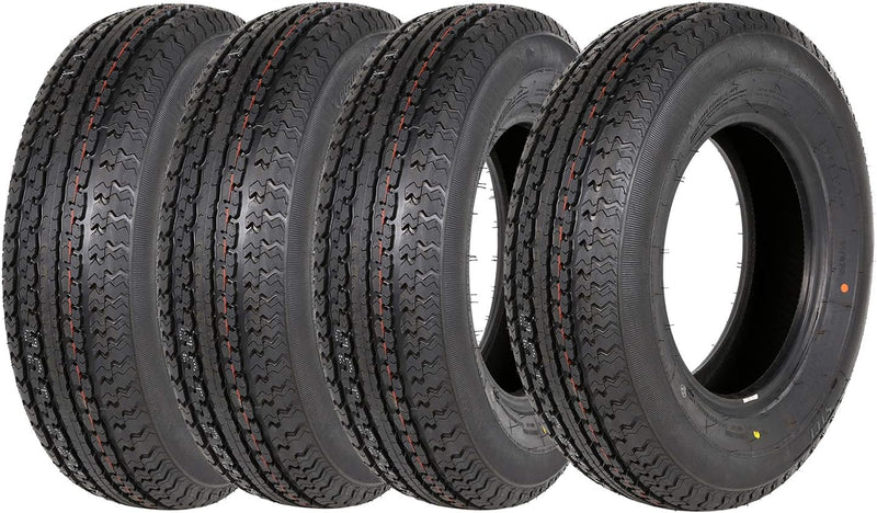 Set of 4 ST225/75R15 Radial Trailer Tire, ST225-75R15 ST 225/75R15, 10 Ply Load Range E, 117N U6