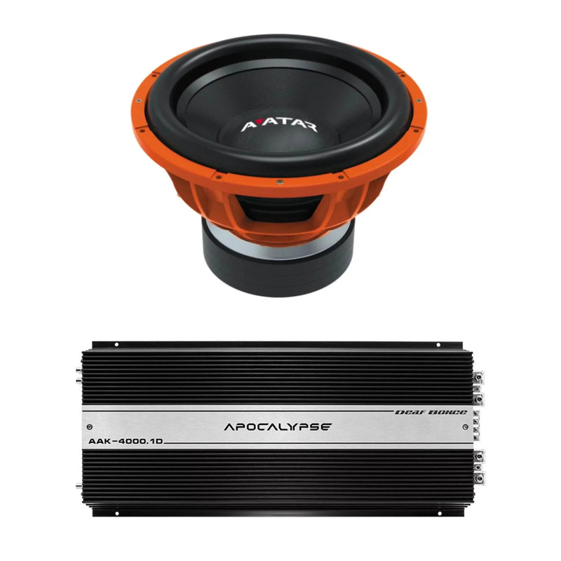 Deaf Bonce Car Audio 15" 2Ohm Avatar Subwoofer STU-1546-D2&Monoblock Amp Package New B7