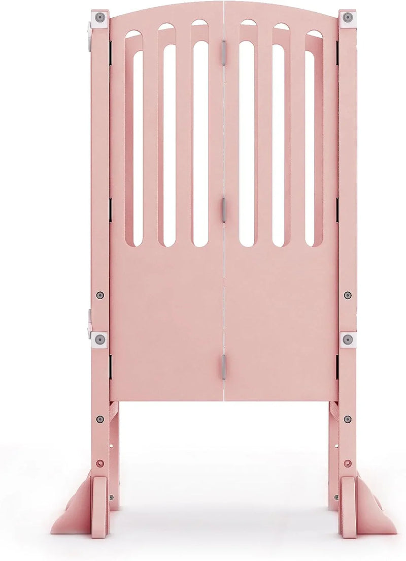 Infant Tower Stool - Modern Style - White: A foldable and height-adjustable Montessori wooden learning furniture with a fixed device R3
