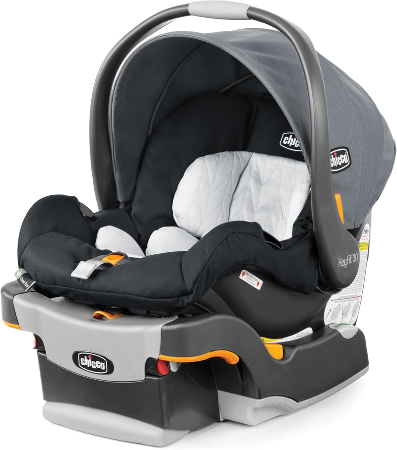 Infant Car Seat and Base, Rear-Facing Seat for 4-30 lbs., Includes Head and Body Support, Compatible with Chicco Strollers, Baby Travel Gear - Pewter/Grey V5