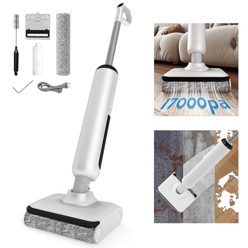 HABIUBIU Vacuum Mop All in One, Wet Dry Vacuum Cleaner, Cordless Cleaner Machine for Tile Hardwood Floor, Self Cleaning Electric Mop with 180 Lie-Flat V5