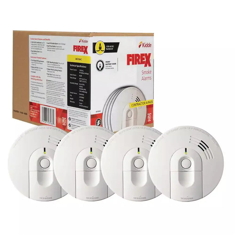 i4618 4-Pack Hardwired Smoke Alarm with Ionization Sensor, 120V AC, 9V Battery Backup W9