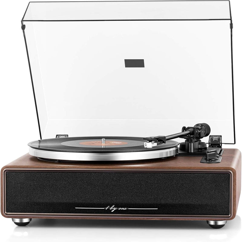 High Fidelity Belt Drive Turntable with Built-in Speakers, Vinyl Record Player with Magnetic Cartridge, Bluetooth Playback and Aux-in Functionality, Auto Off K4