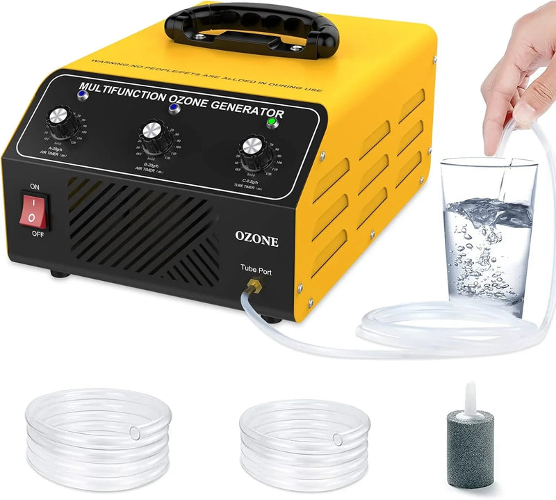 Ozone Generator 40,000 mg/hour, Dual Mode, Professional O3 Odor Eliminator, Equipped with a booster pump, 20,000 mg, 20,000 mg and 500 mg three timing functions, applicable area 7000 square feet, highly suitable for home and car use. K3
