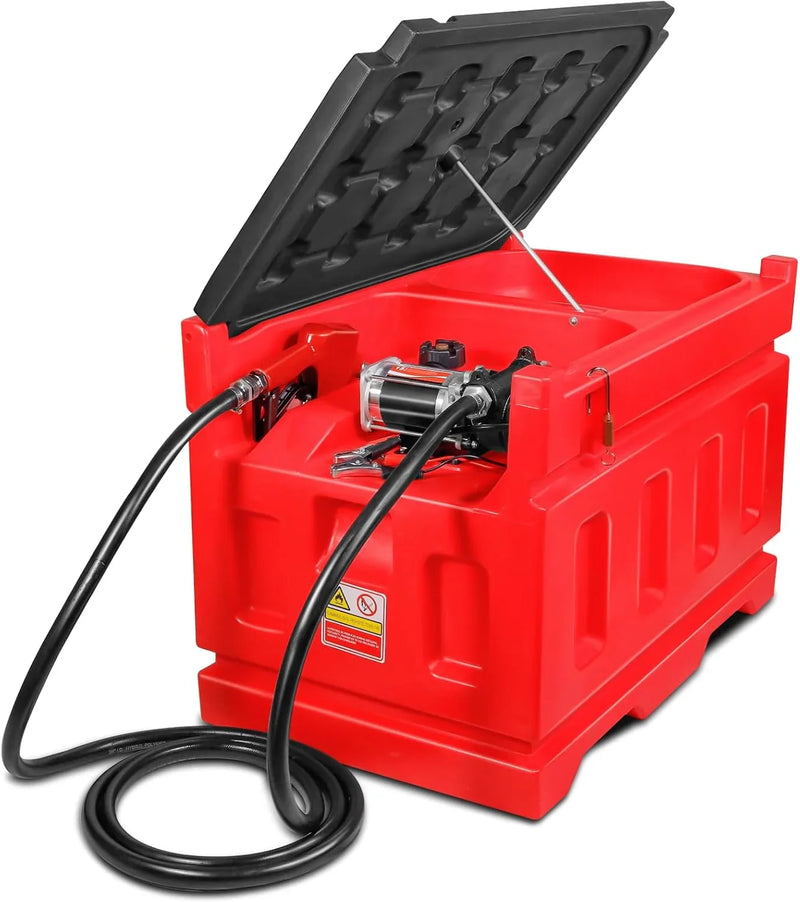 Portable 48 Gallon Fuel Tank with Pump for Gasoline & Diesel, 15GPM High Flow Rate 12V DC Self-Priming Fuel Transfer Pump, 13.1ft Hose, Auto Fueling Nozzle, for Easy Fuel Transportation C1
