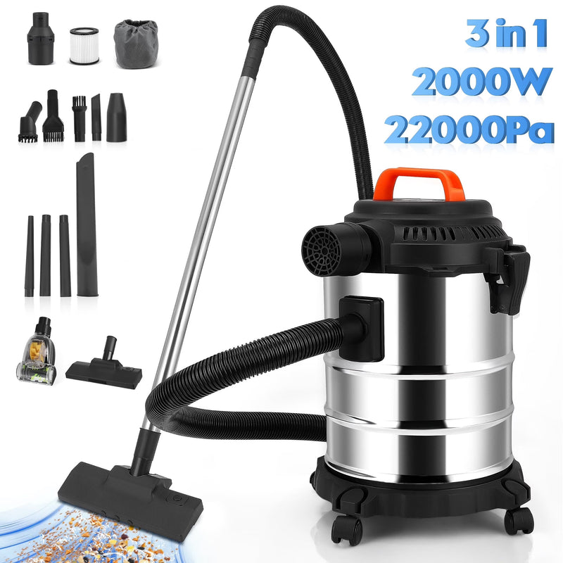 RELOIVE Wet Dry Vacuum,4.5 Gallon 2000W 6.5 Peak HP,3-in-1 Stainless Steel Shop Vacuum Wet and Dry,with Filter and Attachments for House Garage... B3