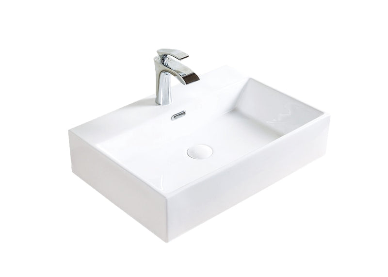 A&E Bath Raylee Ceramic Vessel Bathroom Sink/Basin with Overflow, Glossy White L9