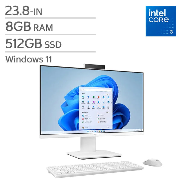ASUS 23.8-in All-in-One Desktop, Intel Core i3-1315U - 8GB RAM, 512 GB SSD Y6
