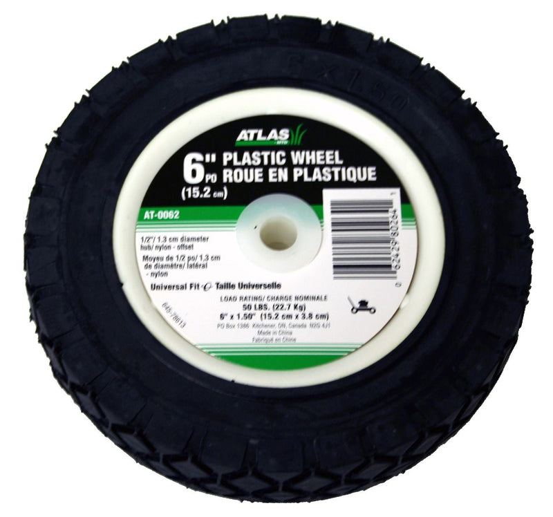 Atlas Lawn Mower Replacement Wheel, Wide Tread, 6-in x 1.5-in A2