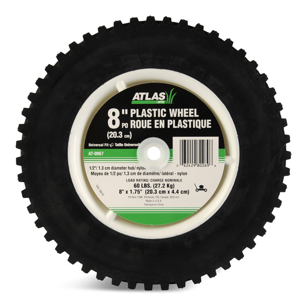 Atlas Plastic Lawn Mower Replacement Wheel with Geared Tread, 8-in x 1.75-in N1
