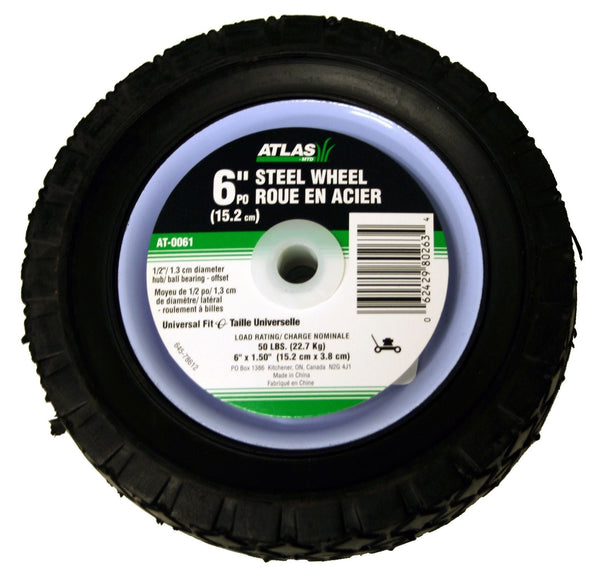 Atlas Steel Lawn Mower Wheel with Ball Bearings, 6-in x 1.5-in C1