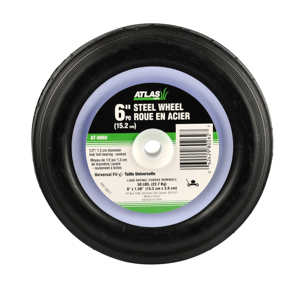 Atlas Steel Mower Wheel with Ball Bearings, 6-in P4