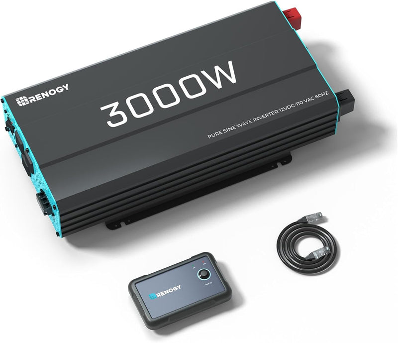 3000W Pure Sine Wave Inverter 12V DC to 120V AC Converter for Home, RV, Truck, Off-Grid Solar Power Inverter 12V to 110V with Built-in 5V/2.1A USB Port, AC Hardwire Port, Remote Controller Y8