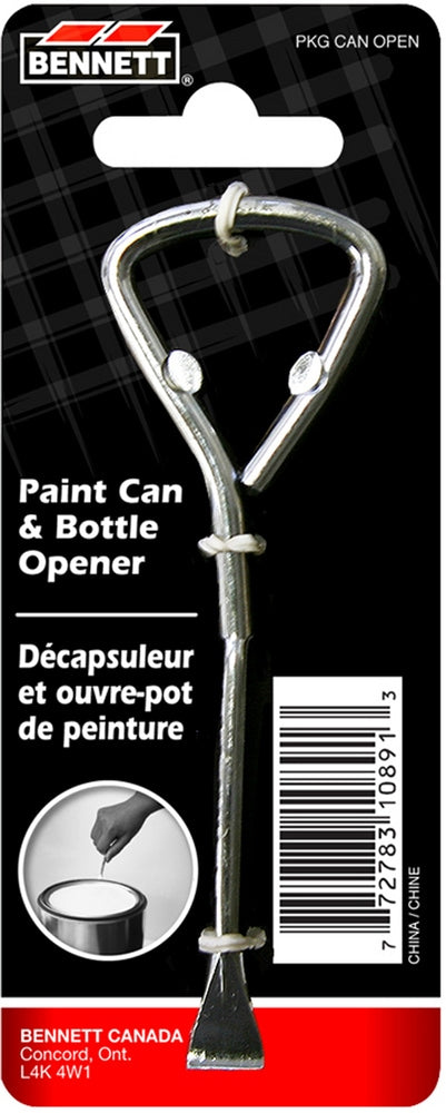Bennett Metal Paint Can & Bottle Opener, Silver M6