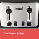Black & Decker Extra Wide Slots Toaster with 7 Settings, 4-Slices