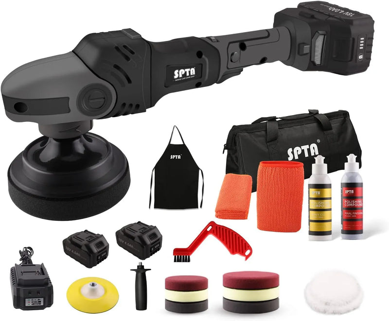 Buffer Polisher, 18V Cordless Rotary Polisher, 4Inch & 5Inch Car Polisher with 7 Variable Speed 2Pcs 4.0Ah Battery, 2 Backing Plate, 6 Polishing Pads, 2 Wool Pads for Car Polishing and Waxing U3