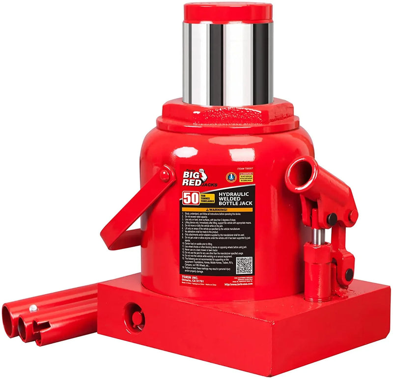 BIG RED 50 Ton Low Profile Hydraulic Bottle Jack – Welded Construction for Automotive & Heavy Lifting E7