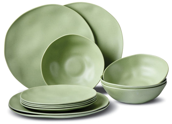 CANVAS Everyday Dinnerware Set, BPA-Free, Sage Green, 12-pk T1