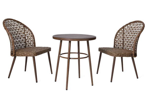 CANVAS Grayling Wicker Outdoor Patio Chat Set with Padded Cushions, Brown, 3-pc K9