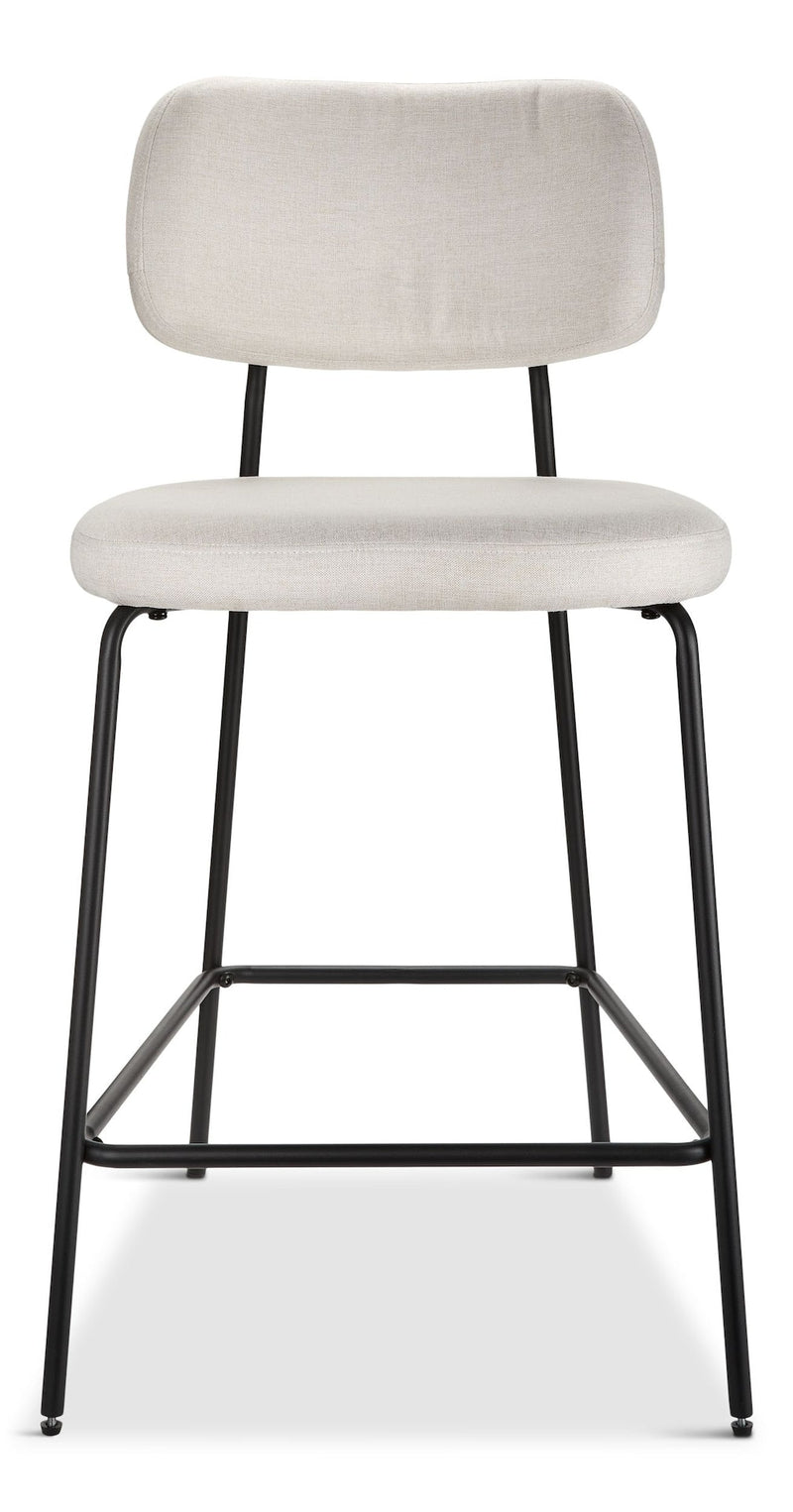 Canvas Kase Upholstered Counter Stool with Back Rest, Off-white/Light Grey C3