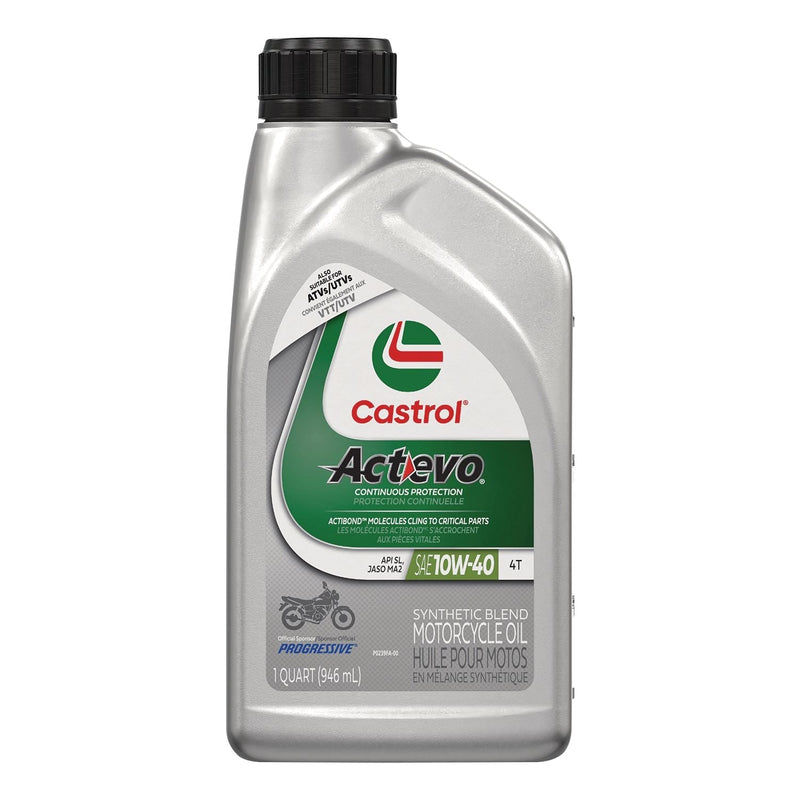 Castrol Actevo Motorcycle Oil 4T 10W40, 946-mL X7
