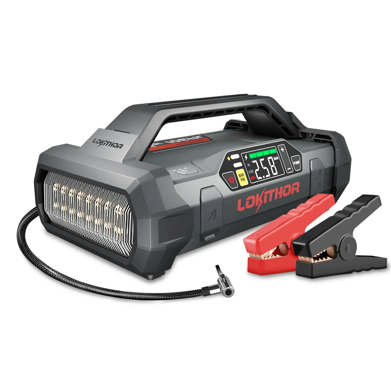 Starter with Air Compressor, 1500Amp 12V Portable Car Battery Booster Pack for Upto 7.0L Gas or 4.5L Diesel, 150 PSI Tire Inflator with Digital Screen, 24 Months Ultra-Long Standby L4
