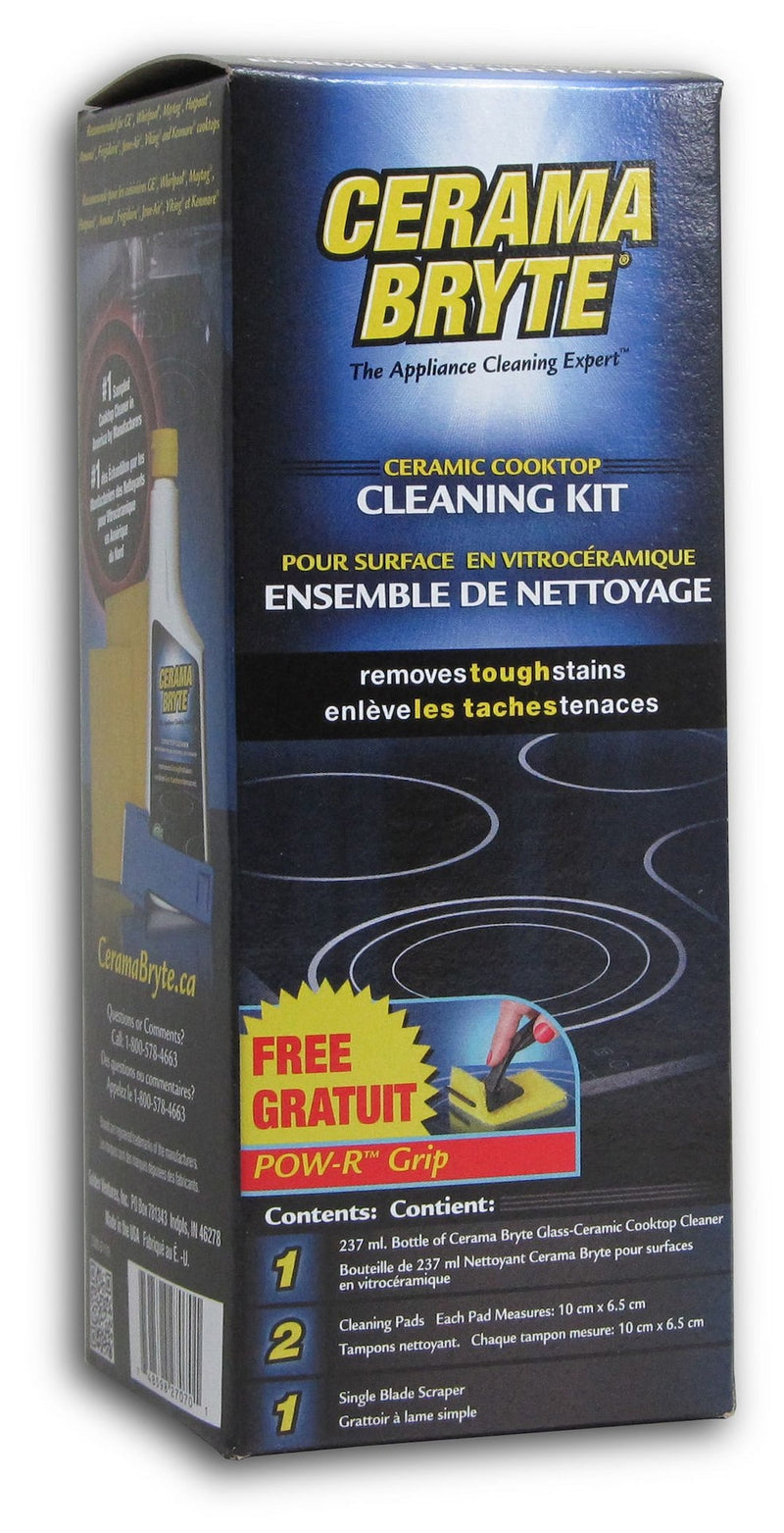 Cerama Bryte Ceramic Cooktop Cleaning Kit, 237-mL, Includes Cream Cleanser, 2 Pads and 1 Scraper F2