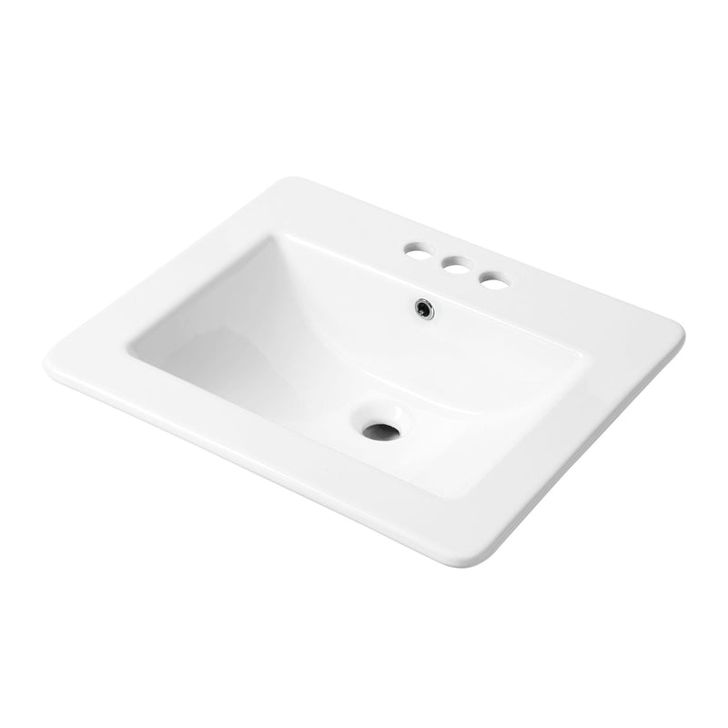 Danze Square Drop-In Basin with Overflow, White, 21 x 18.5-in E6