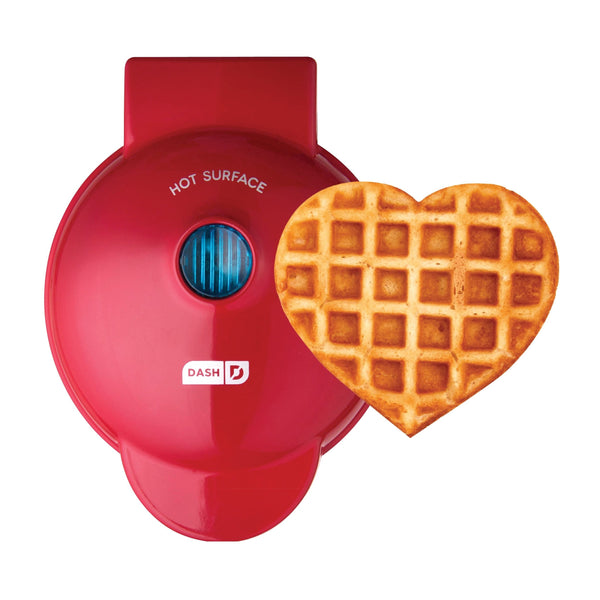 Dash Heart Compact Mini, Non-Stick Waffle Maker, Red O1