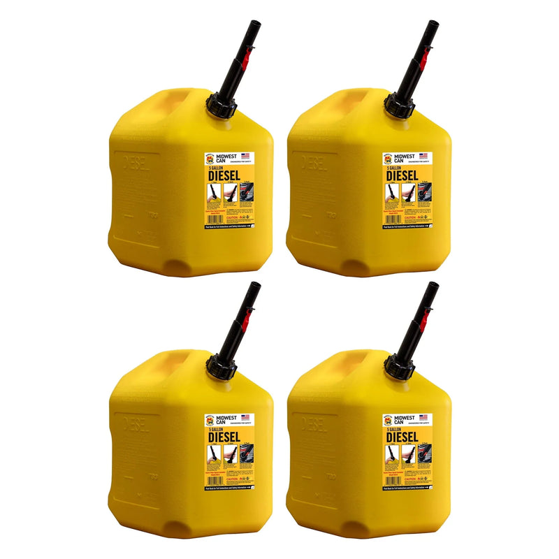 5 Gallon Diesel Can Fuel Container w/ Auto Shut Off (4 Pack) U8