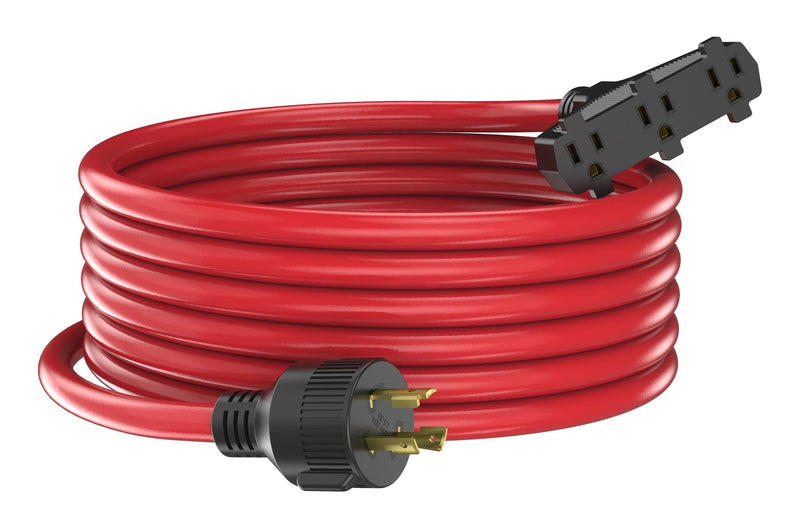 Energizer 30A 25-ft Triple-Outlet Extension Cord, Red Y0