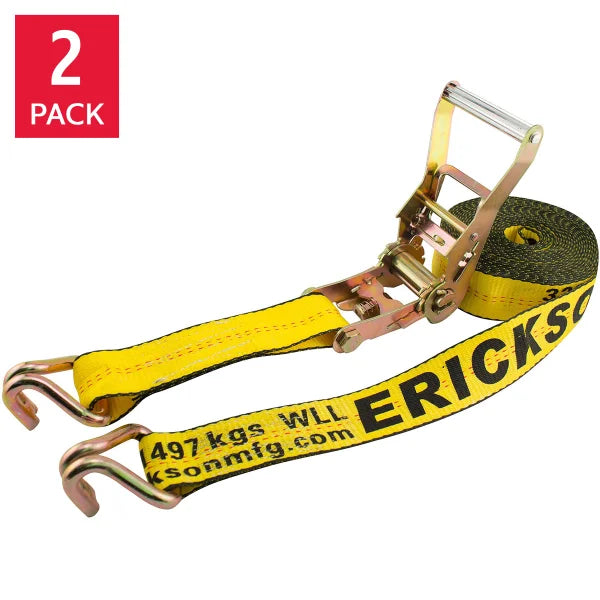 Erickson 8.2 m (27 ft.) Ratchet Strap with Double J Hooks 2-pack U3